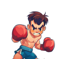 cartoon boxing character with red gloves and boxing gloves on transparent background png