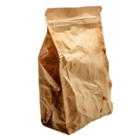 froissé marron papier sac sur noir Contexte png