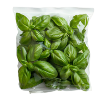 Fresh Basil Leaves in Plastic Packaging png