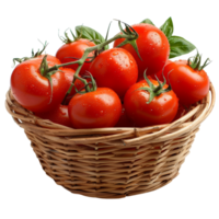 Fresco Tomates en un mimbre cesta png