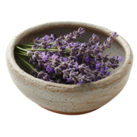 Ceramic Bowl with Fresh Lavender png