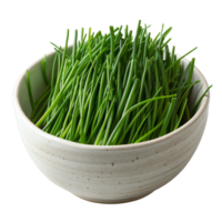 färsk grön gräslök i keramisk skål png