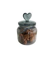 Glass transparent jar with sweet biscuits isolated cutout object, kitchen accessory, dishes for holiday, tasty baked dessert, clipping path photo