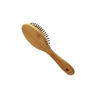 Wooden hairbrush isolated object bamboo material eco-friendly natural concept, personal woman beauty accessory, soft focus clipping path photo