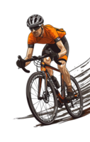 Ciclismo ciclista su un' bicicletta, su trasparente sfondo png