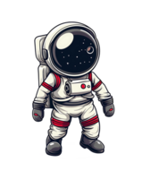 Detailed cartoon astronaut floating in zero gravity, helmet reflecting the vastness of space and stars png