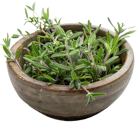 Frais herbes dans rustique bol png