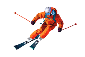uma homem esquiar baixa uma montanha png