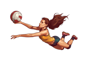 volleyball player jumping to catch the ball, on transparent background png