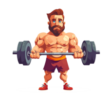 een Mens hijs- een barbell Aan een transparant achtergrond png