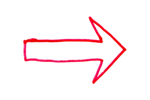 Arrow drawn with red marker on transparent background png