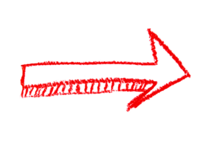 Arrow drawn with red crayon on transparent background png