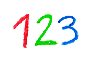 Hand drawn colorful number 1 2 3 isolated on transparent background png