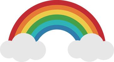 arco iris y nubes ilustración aislado en un blanco antecedentes. vector