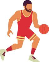 ilustración de un baloncesto jugador corriendo con pelota vector