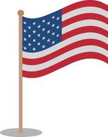 American flag on pole. illustration isolated on a white background vector