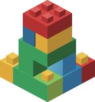 illustration children's toy of a colorful building blocks vector