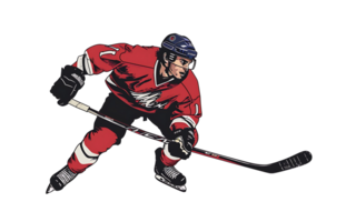 Eishockey Spieler Karikatur auf transparent Hintergrund png