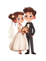 cartoon wedding couple on transparent background png