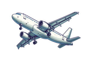 un dibujos animados avión volador en un transparente antecedentes png