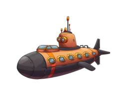 cartoon submarine on transparent background png