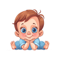 cartoon baby sitting on the floor, illustration isolated png