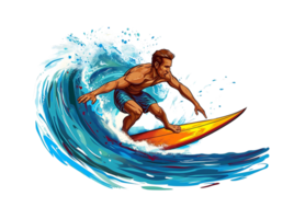 surfer surfing on the ocean wave on transparent background png