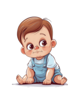 cartoon baby sitting on the floor, illustration isolated png