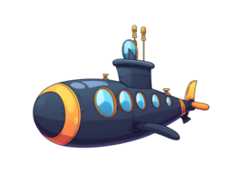 cartoon submarine on transparent background png