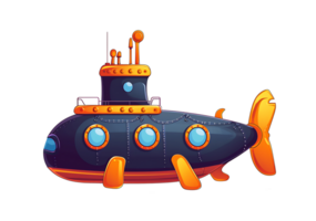 cartoon submarine on transparent background png