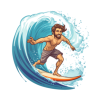 surfer surfing on the ocean wave on transparent background png