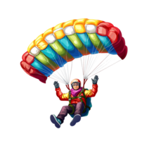 dessin animé homme avec parachute sur transparent Contexte png