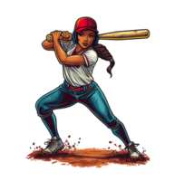 a female softball player swinging her bat png