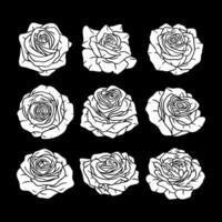 Roses silhouettes flower set. Flower silhoutte. illustration vector