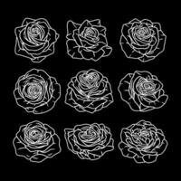 Roses silhouettes flower set. Flower silhoutte. illustration vector