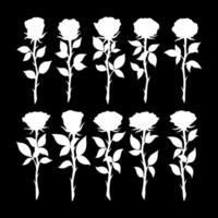 Roses silhouettes flower set. Flower silhoutte. illustration vector