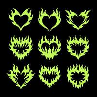 corazón tatuaje diseño llamas y fuego corazón y amor símbolos gótico tatuajes y impresión vector