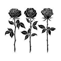 Roses silhouettes flower set. Flower silhoutte. illustration vector