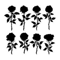 Roses silhouettes flower set. Flower silhoutte. illustration vector