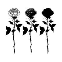 Roses silhouettes flower set. Flower silhoutte. illustration vector
