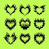 Heart tattoo design flames and fire heart and love symbols gothic tattoos and print vector