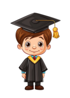 cartoon graduate boy holding diploma, illustration isolated png