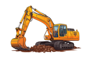 excavator digging in the ground, on transparent background png