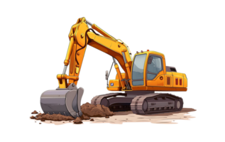 excavator digging in the ground, on transparent background png