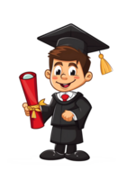 cartoon graduate boy holding diploma, illustration isolated png