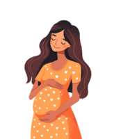 cartoon pregnant woman with happy expression isolated png