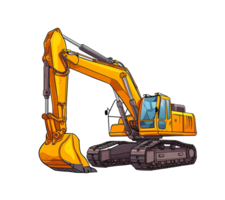 excavator digging in the ground, on transparent background png