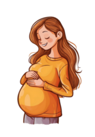 cartoon pregnant woman with happy expression isolated png