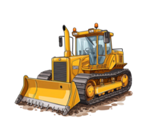 a bulldozer on a dirt road, on transparent background png