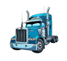 a red semi truck on a transparent background png